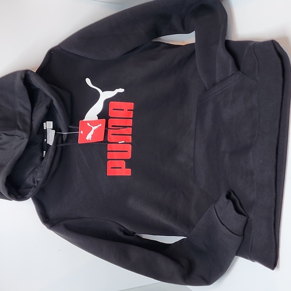 PUMA BLACK SWEATSHIRT WITH HOODIE, THE LOGO IS RED & WHITE, MEDIUM SIZE - Picture 5 of 10